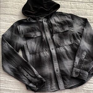 No Boundaries men’s XS plaid hoodie button down
